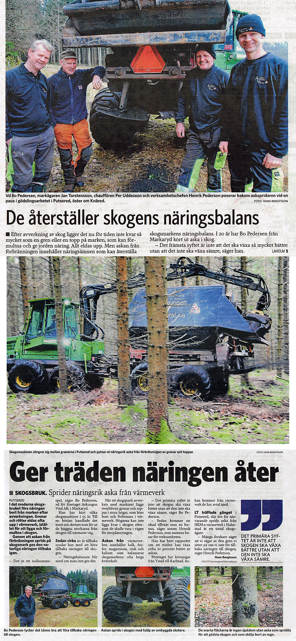 Laholms tidning gjorde reportage om askåterföring